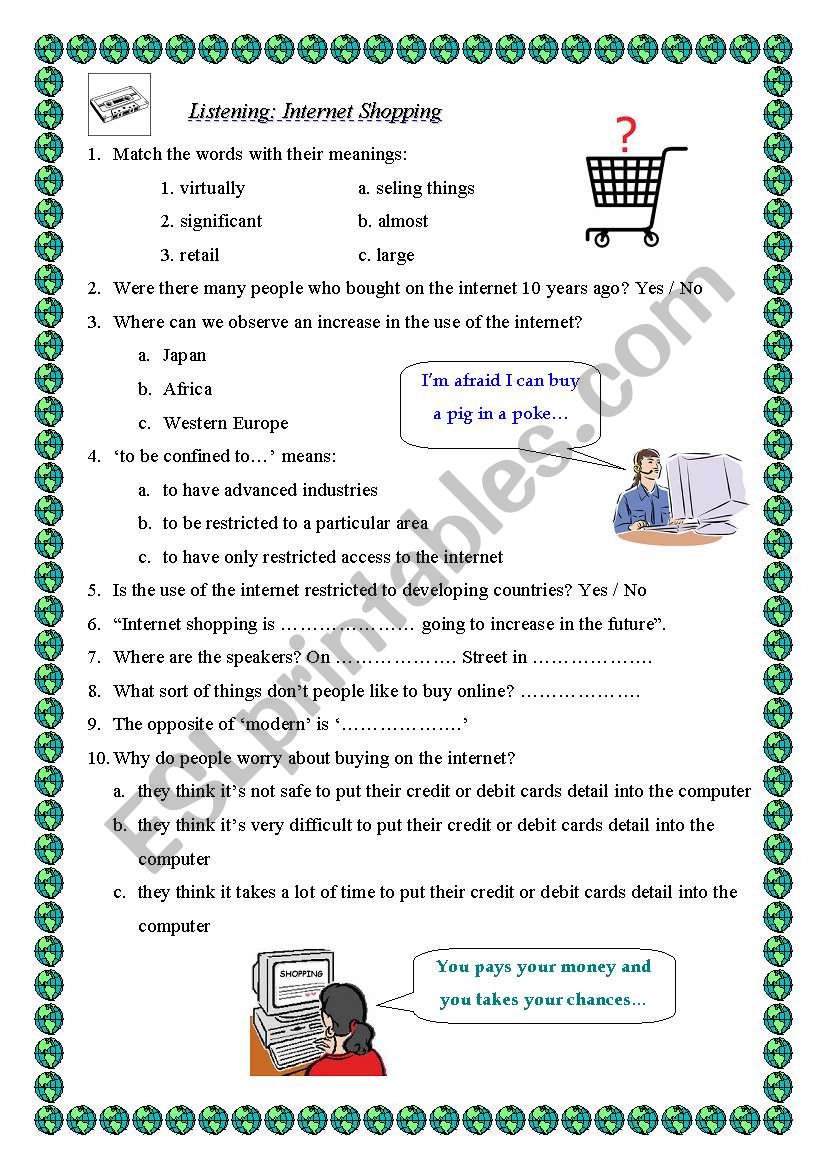 Listening: Internet Shopping worksheet