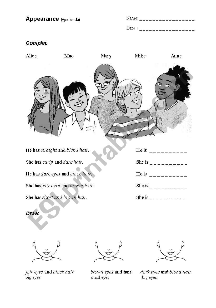 Appearance_2 worksheet