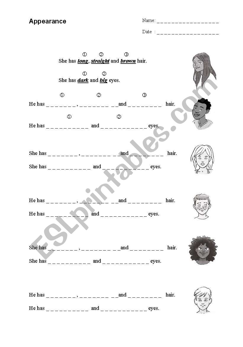Appearance_5 worksheet