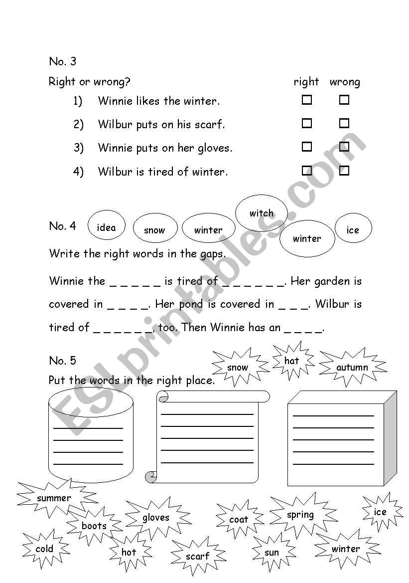 Winnie in Winter worksheet