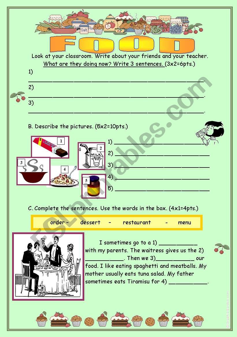 food and quantifiers worksheet