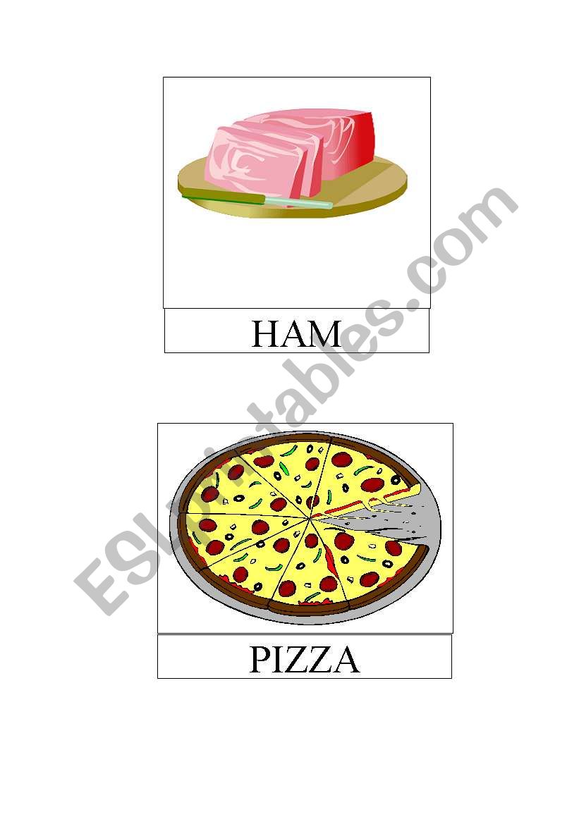 Food cards worksheet