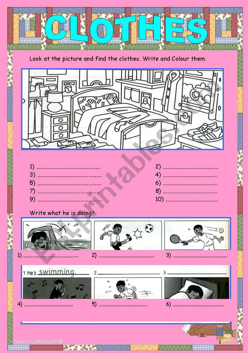 clothes worksheet