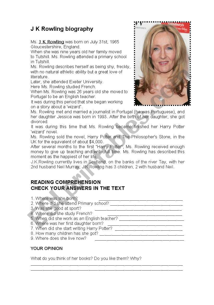 READING COMPREHENSION worksheet