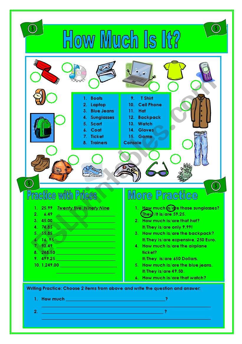 How Much Is It?  Part 1 worksheet