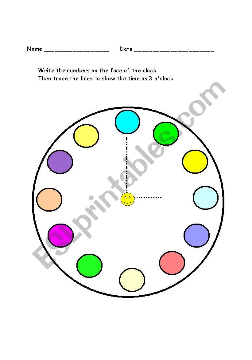 Clock Face worksheet