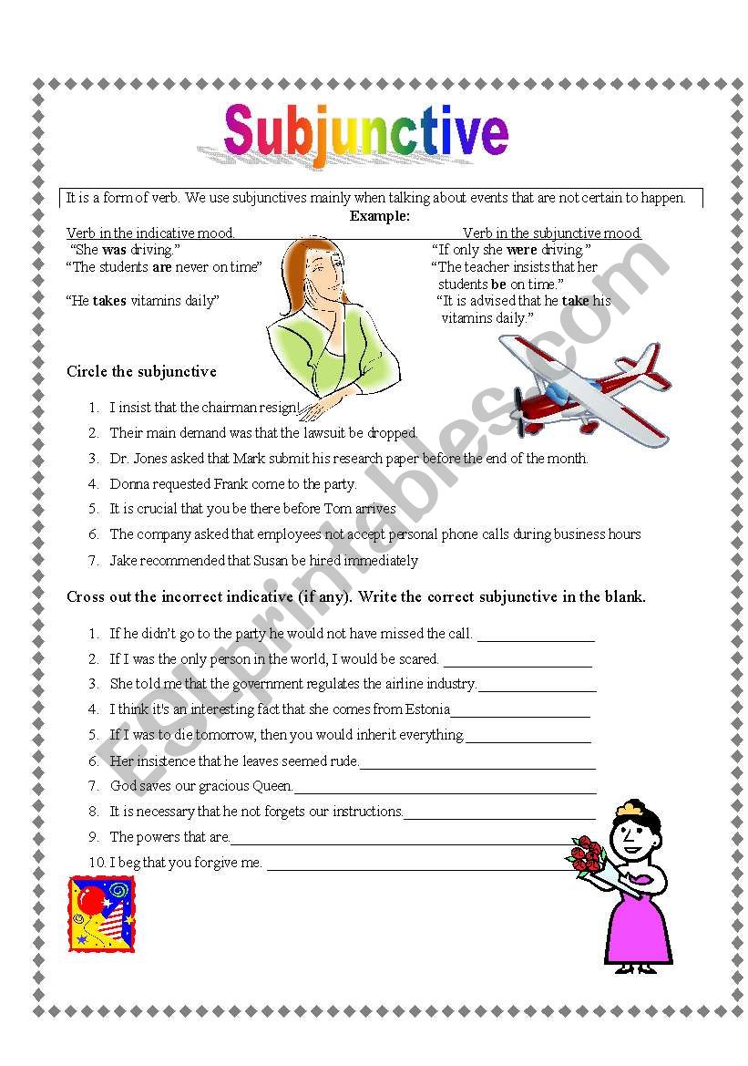 Worksheet 4 1 Subjunctive Mood Present Tense Answers Spanish