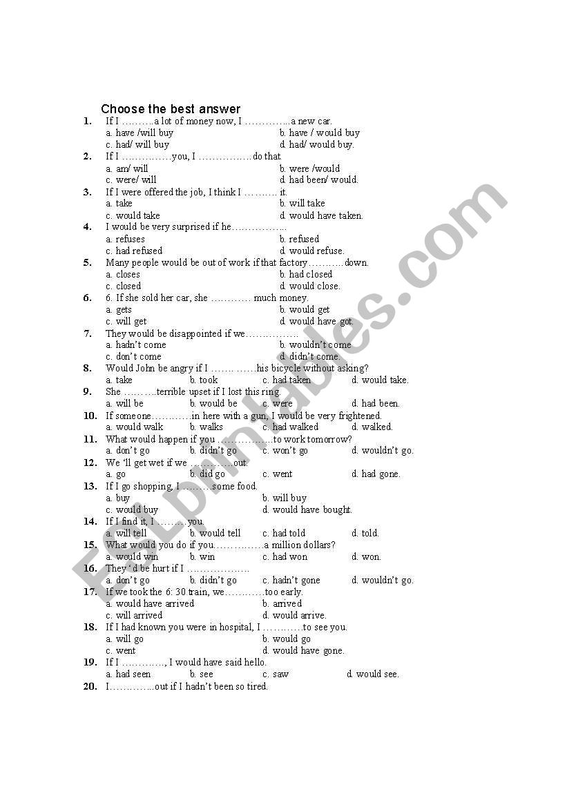 conditionals worksheet