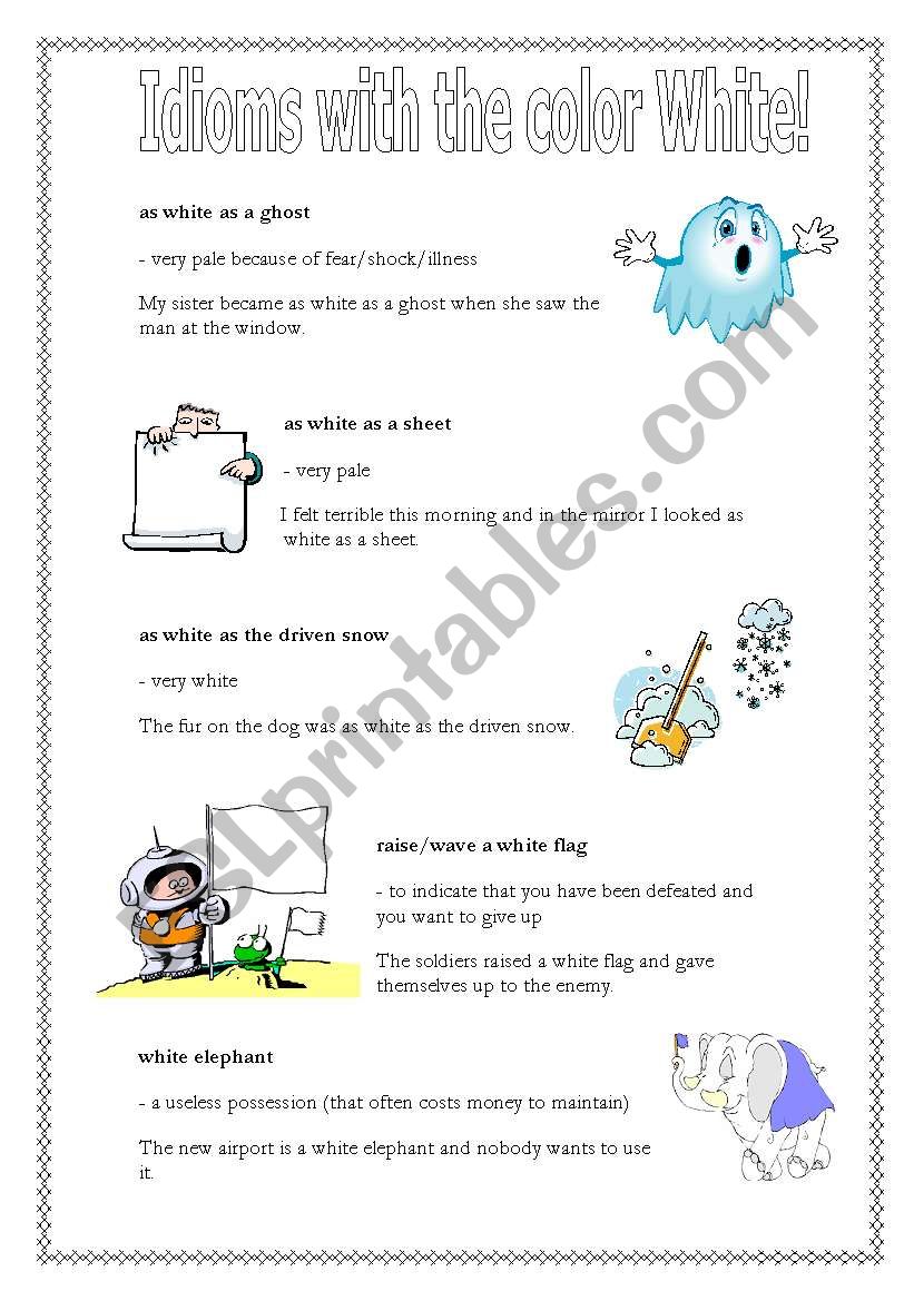 Idioms with the word White worksheet