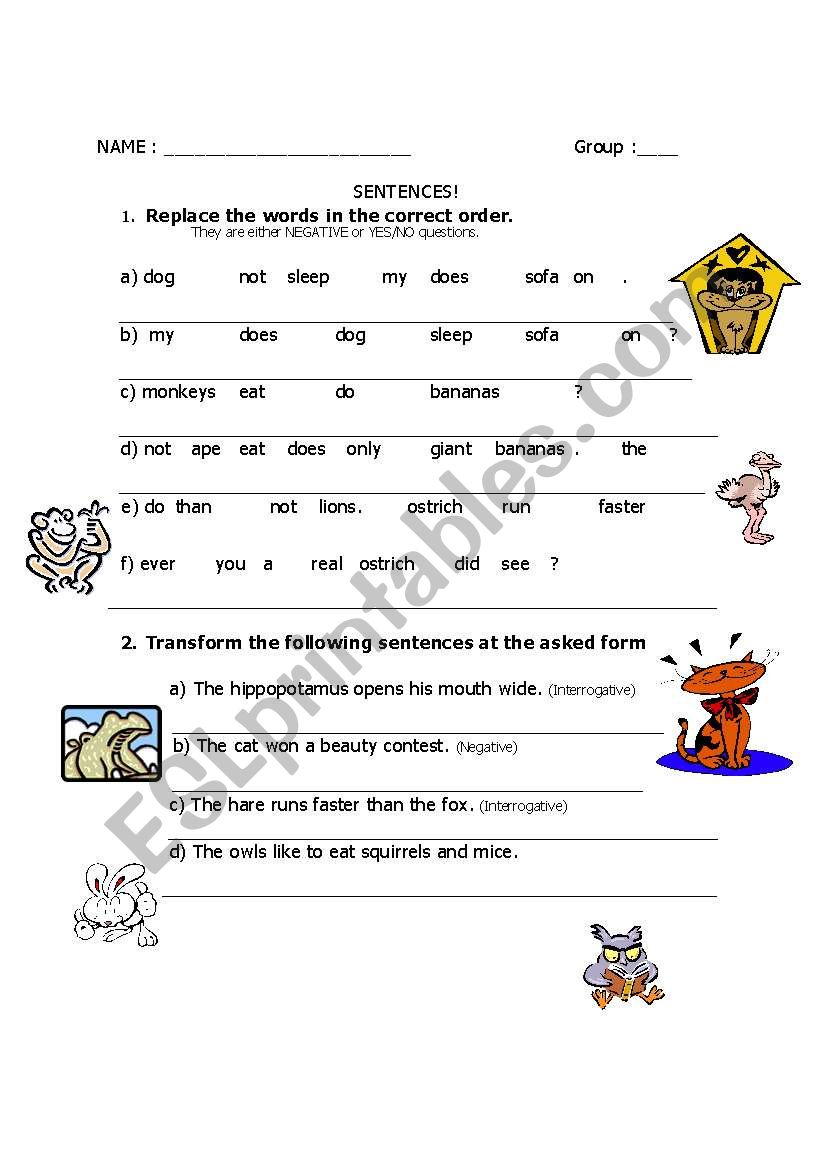 Working on easy grammar worksheet