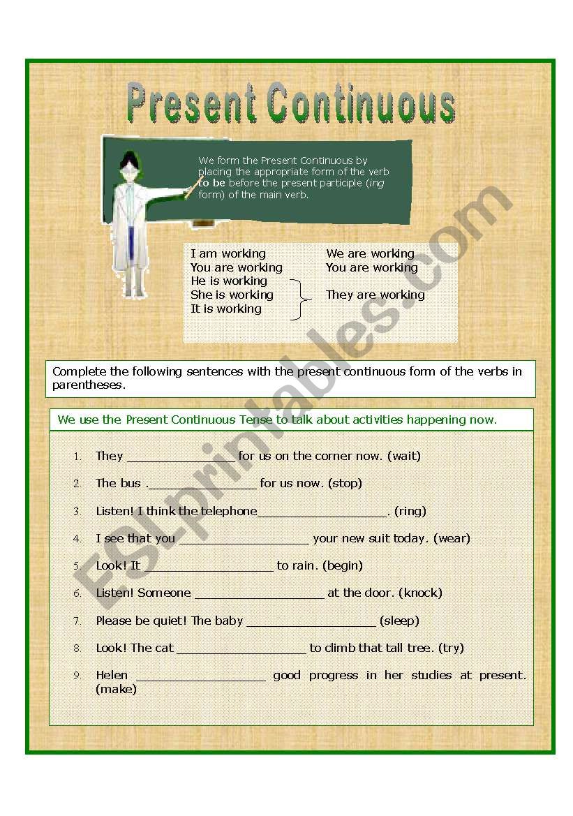 present continuous worksheet