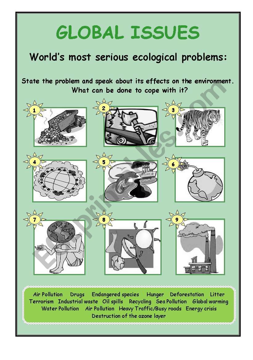 Speaking issues. Ecological problems задания. Global Issues Worksheets. Global Issues Vocabulary. Global Issues for Kids.