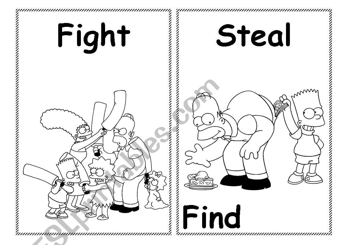 Learn the verbs with the Simpsons - Flash cards (Part 2)