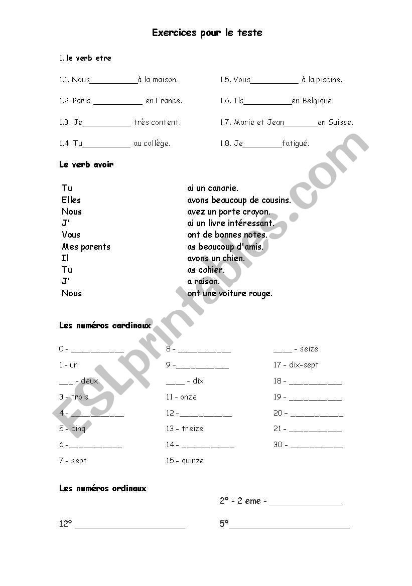 TESTE DIAGNSTICO FRANCES worksheet