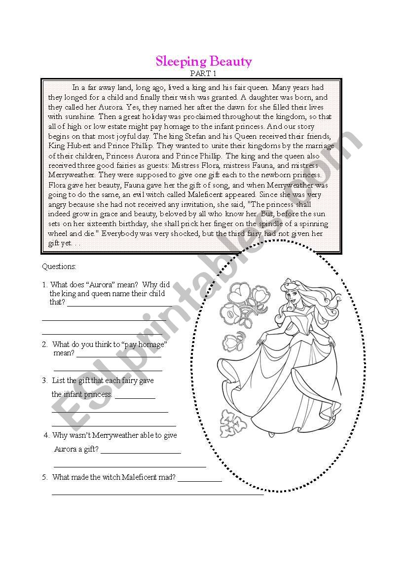 Sleeping Beauty Part 1 worksheet