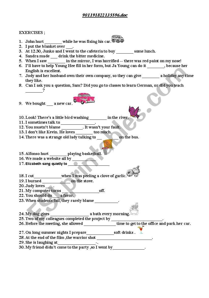 Reflexive Pronouns  worksheet