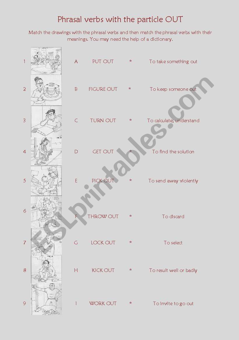 Phrasal verbs: OUT worksheet
