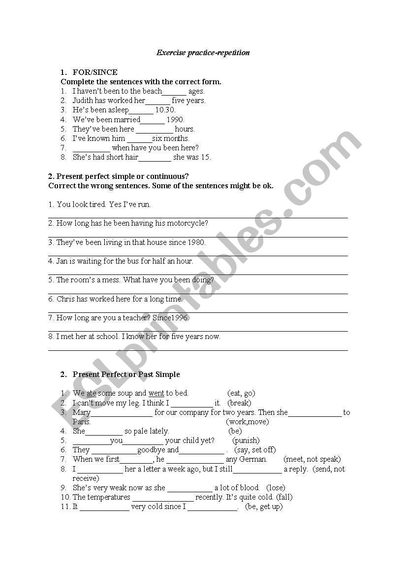 Short grammar test worksheet