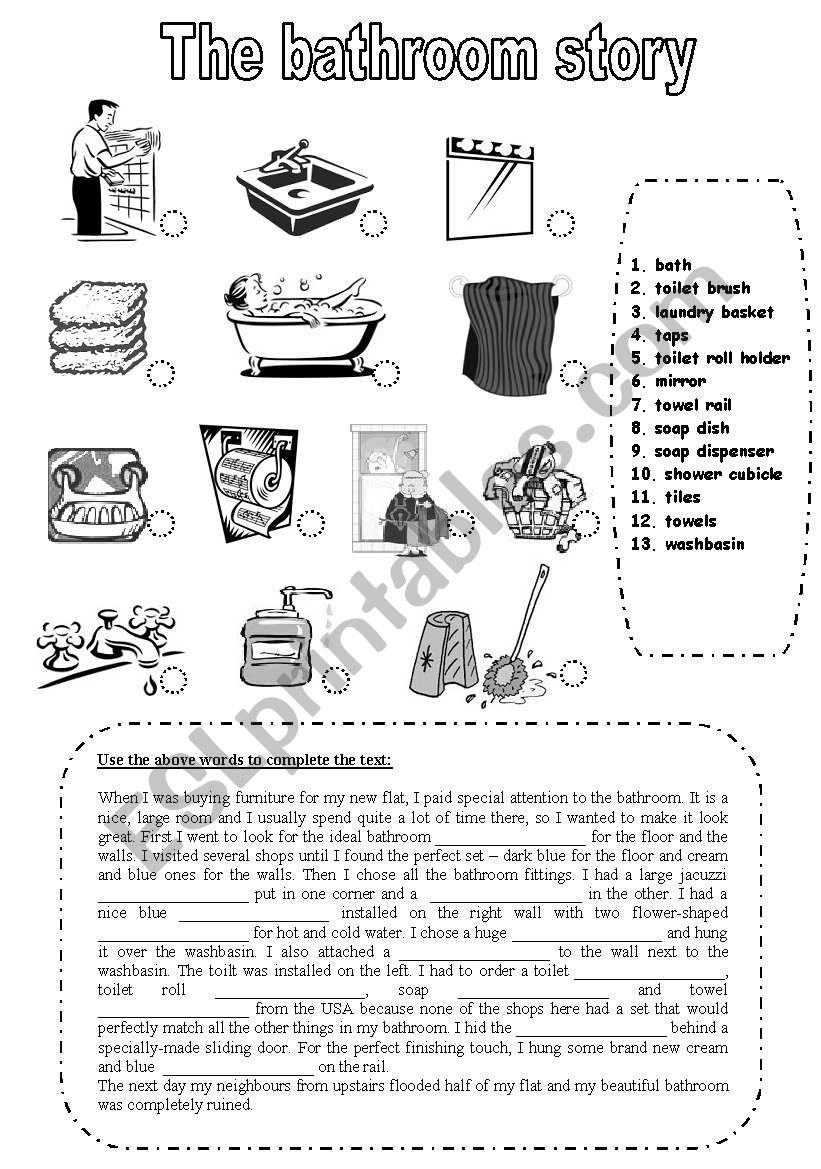 The bathroom story worksheet