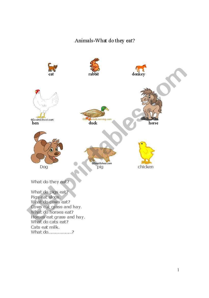 animals worksheet