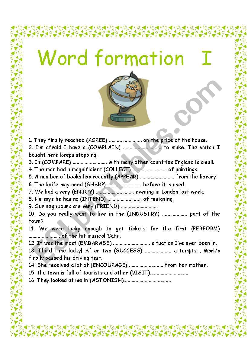 Word formation I practice worksheet