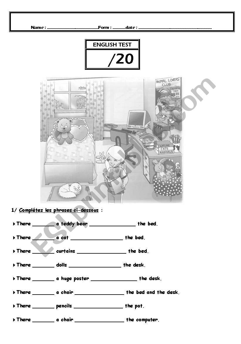 Place prepositions worksheet