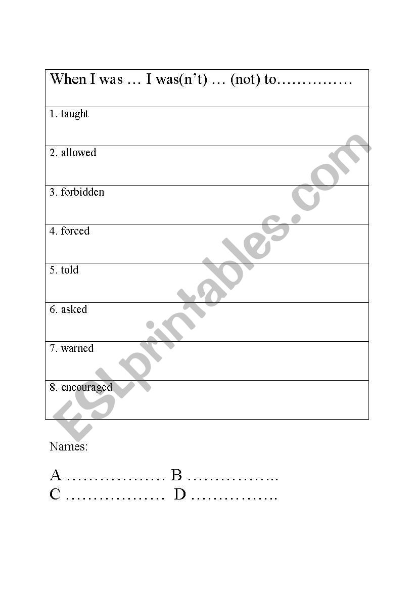 passive game worksheet