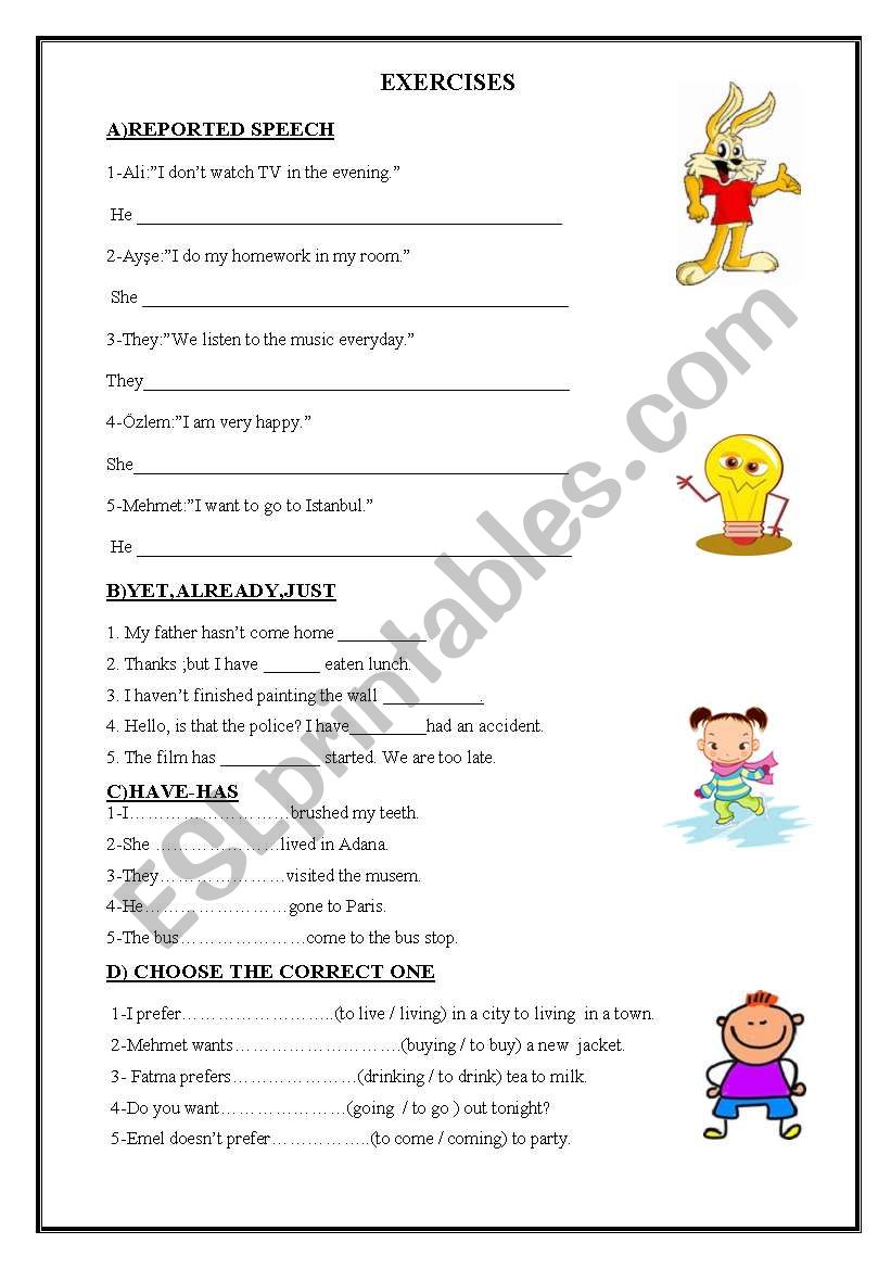 EXERCISES worksheet