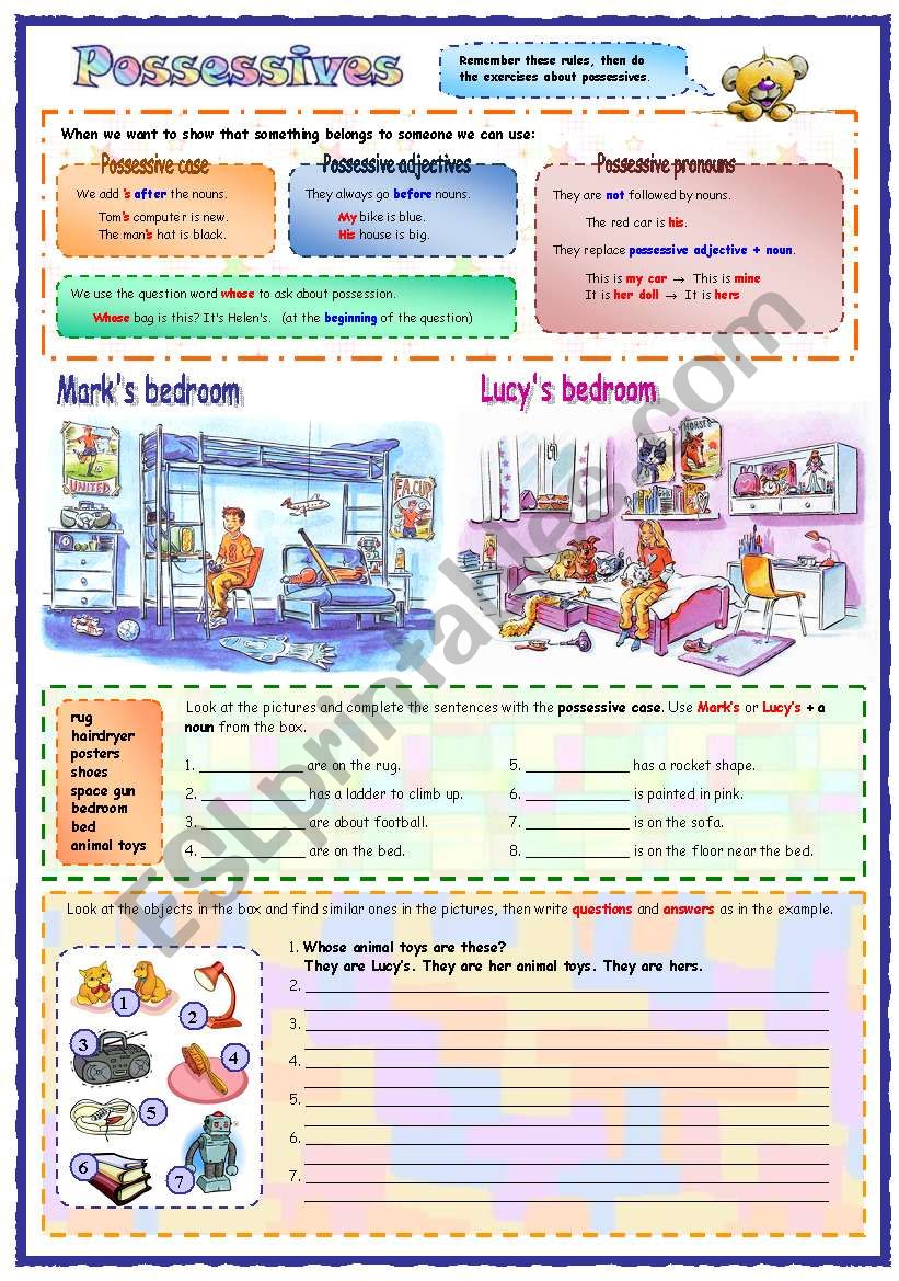 Describing a room: Possessives