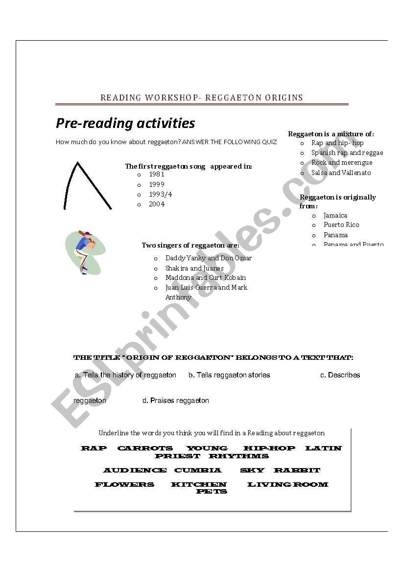 Reading strategies  worksheet