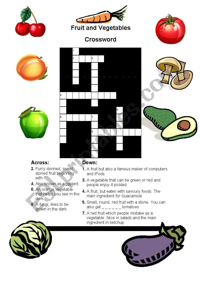Fruit and Vegetable Crossword worksheet