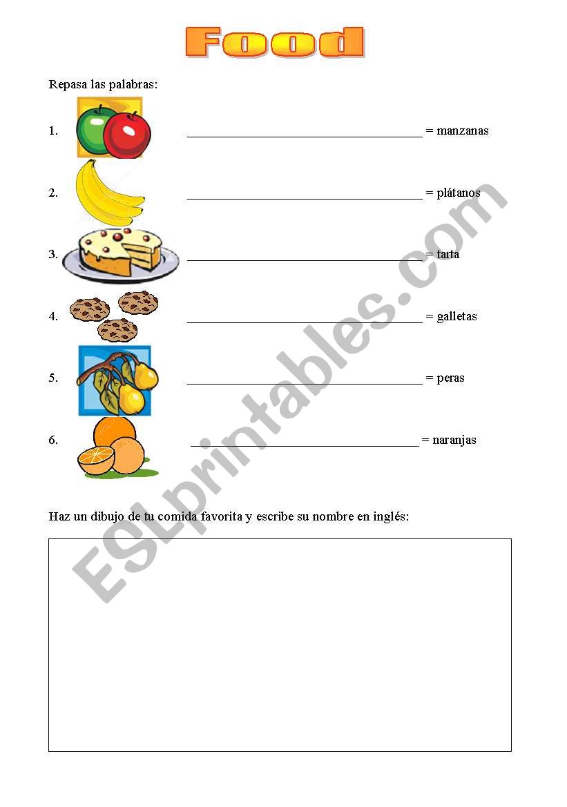 Food vocabulary worksheet