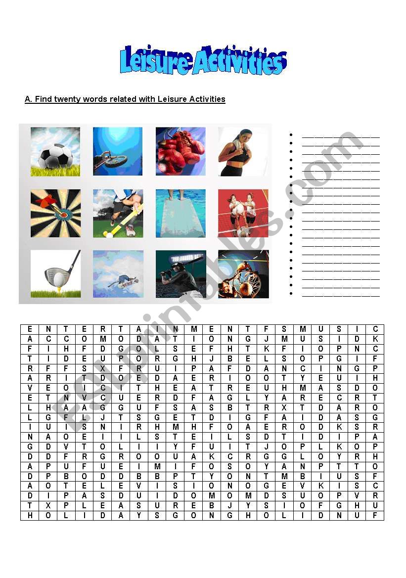 Leisure Activities worksheet