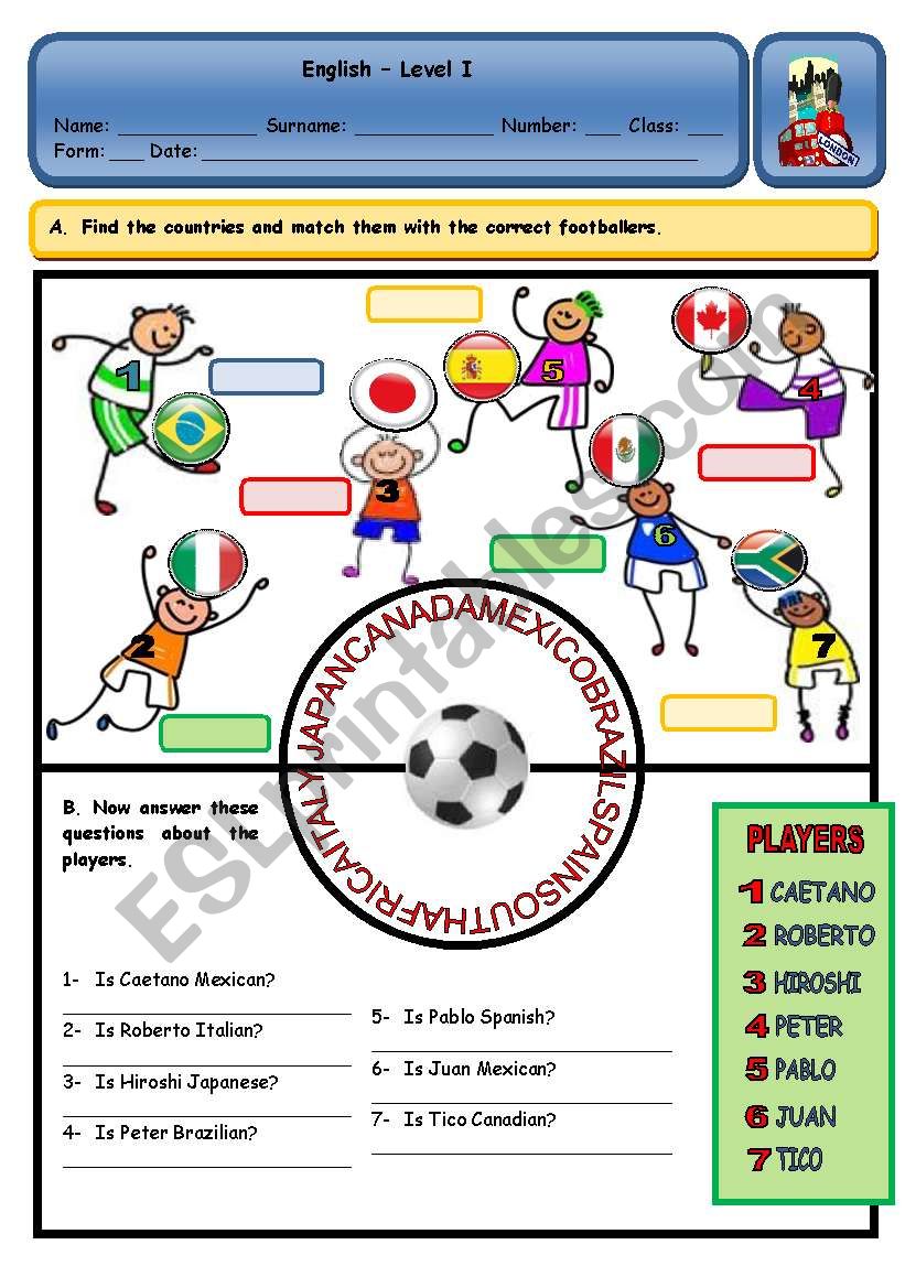 COUNTRIES AND NATIONALITIES worksheet