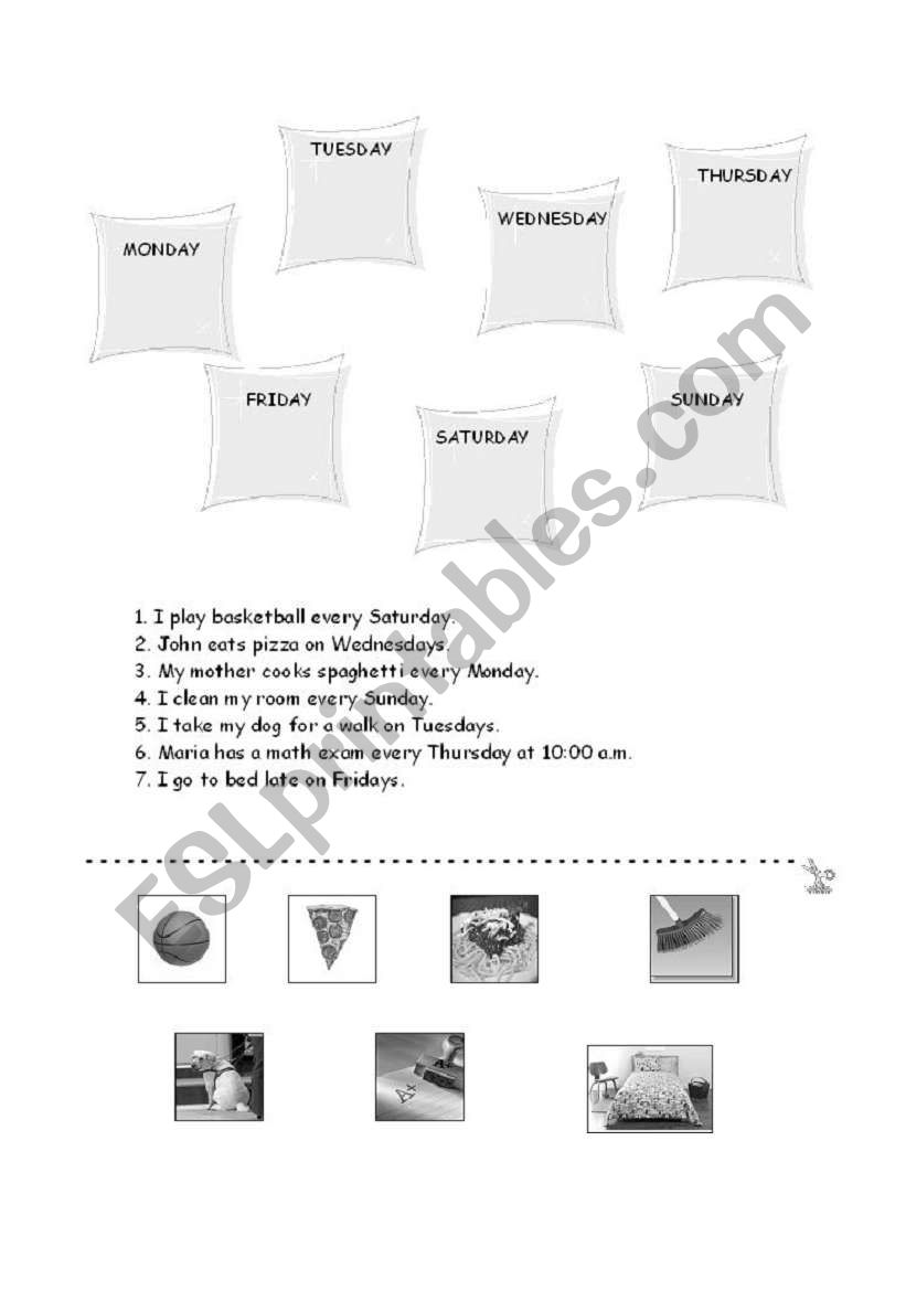 days of the week sentences worksheet