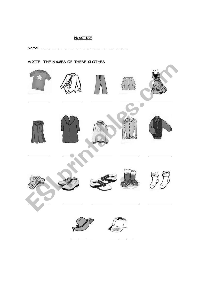 CLOTHES worksheet