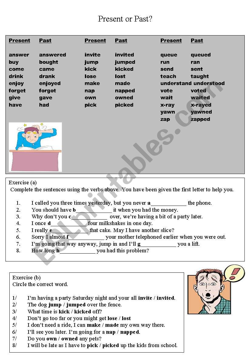 Present or past worksheet