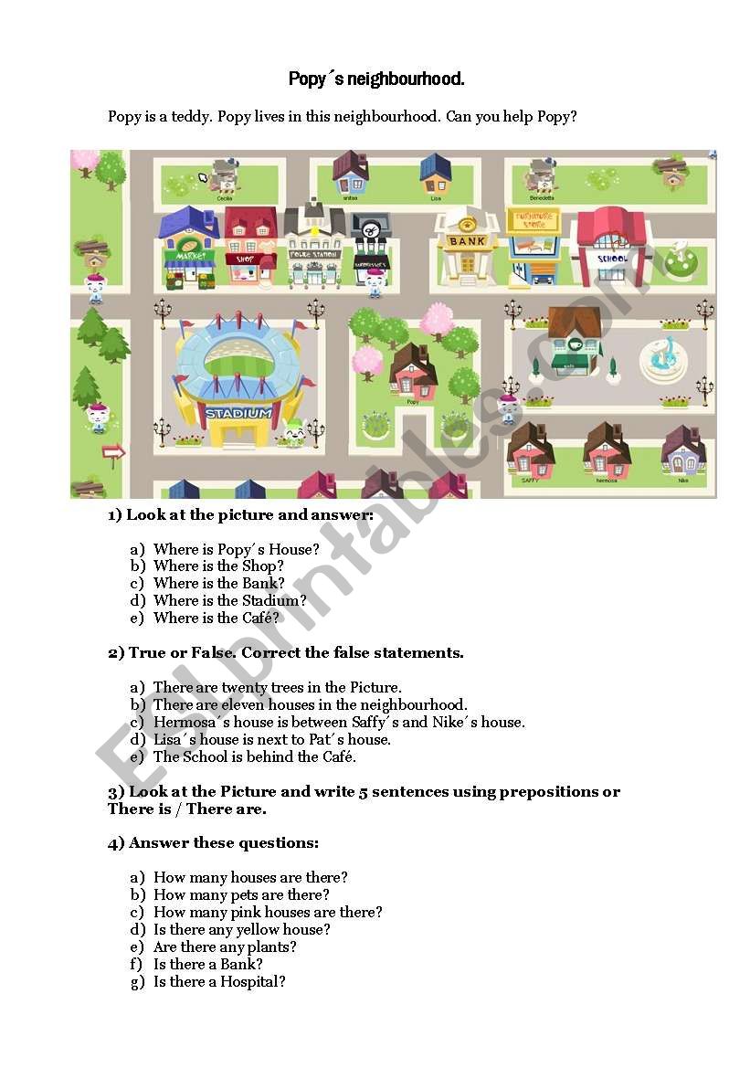PopyÂ´s Neighbourhood worksheet