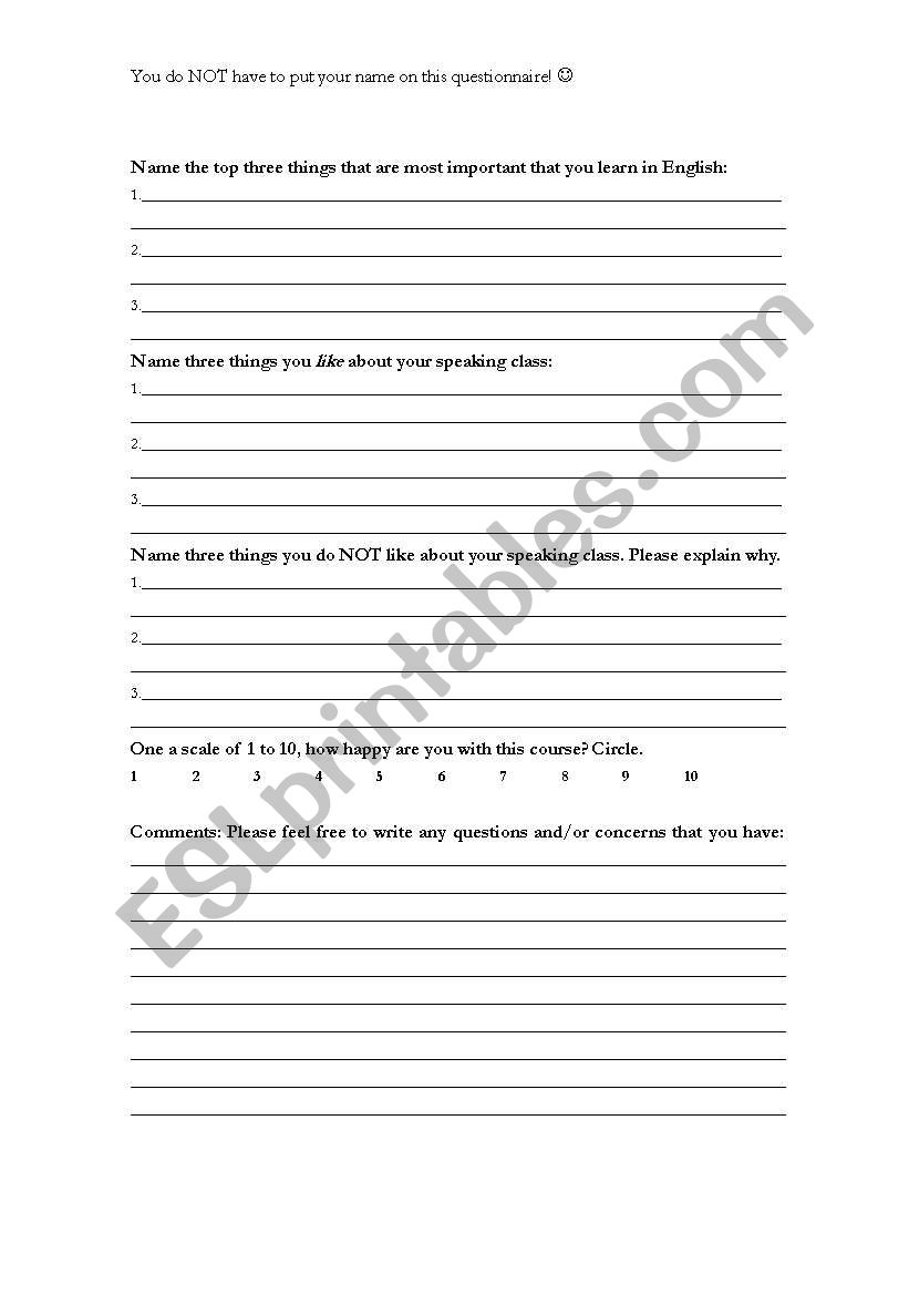 Teacher Evaluation Form worksheet