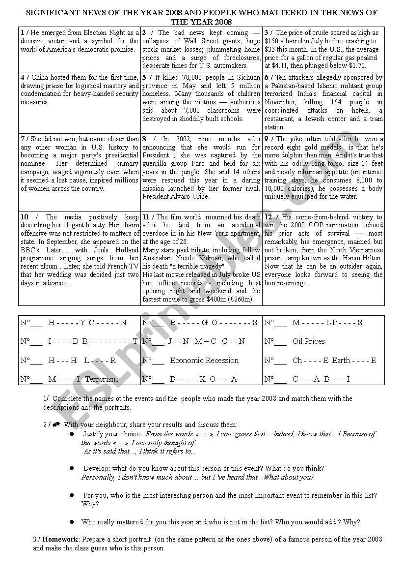 year 2008 worksheet