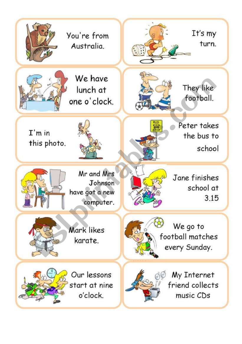 Present Simple Drill Game 2 worksheet