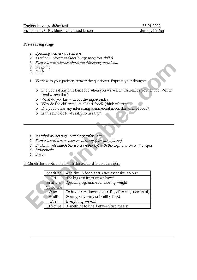 Building a text based lesson- instructions and exercises