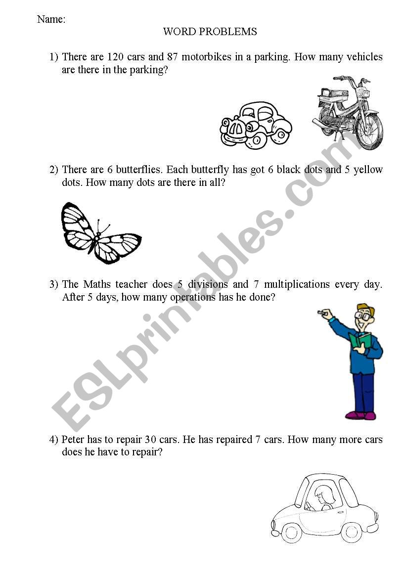 WORD PROBLEMS worksheet