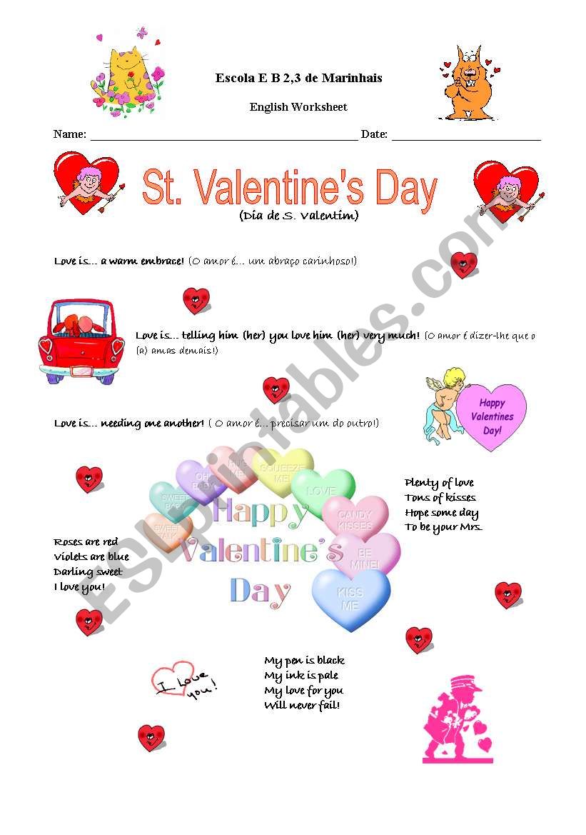 Valentines worksheet