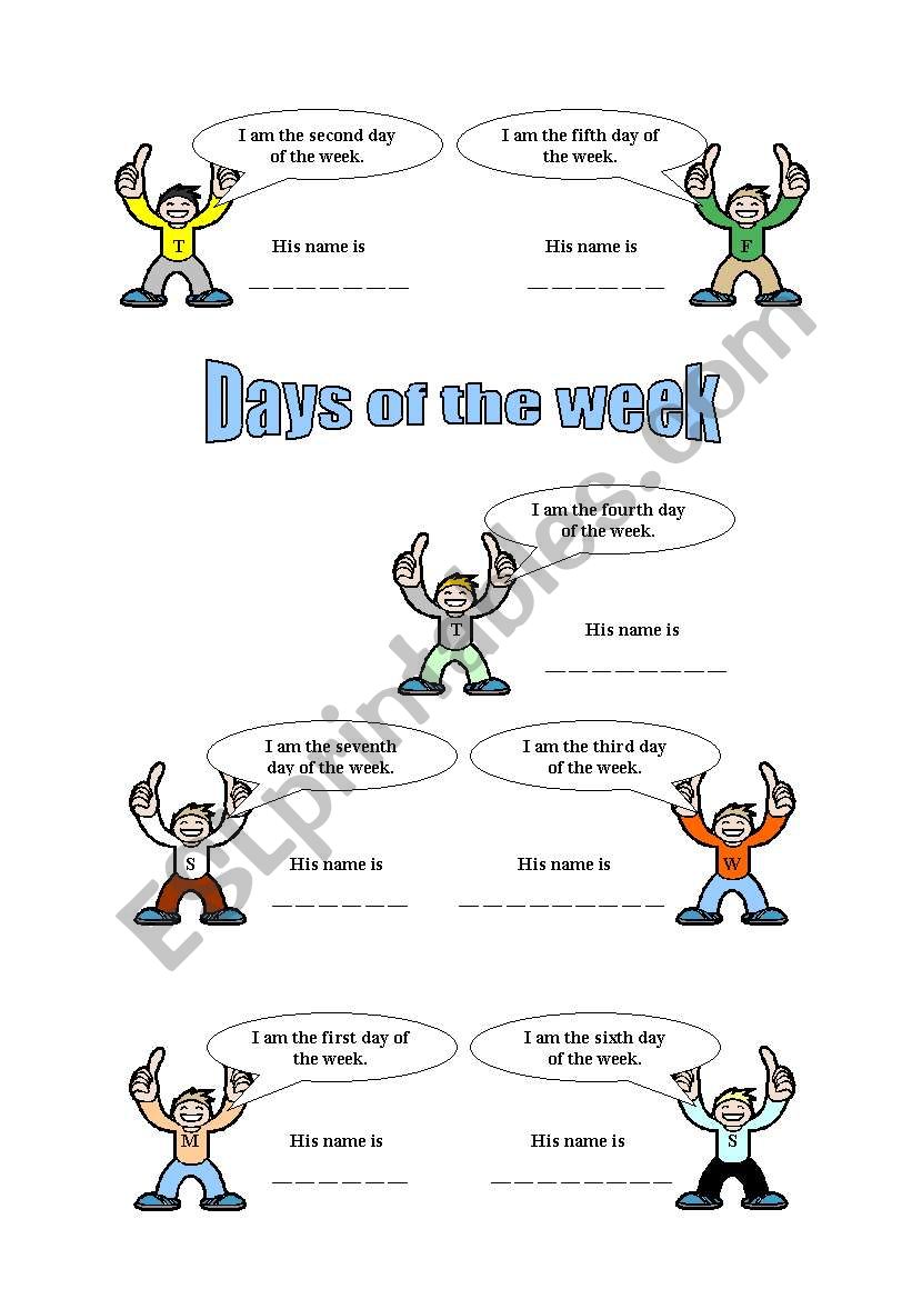 Days of the week worksheet