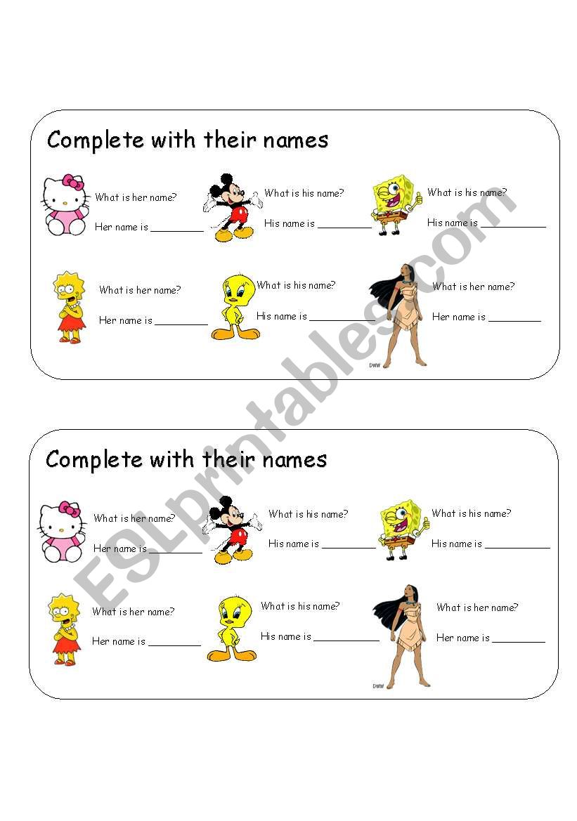 Whats his/her name? worksheet