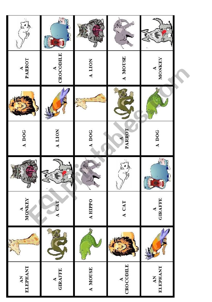 animal dominoes worksheet