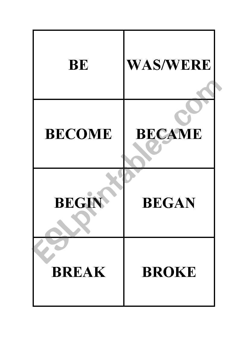 irregular verbs memory card game