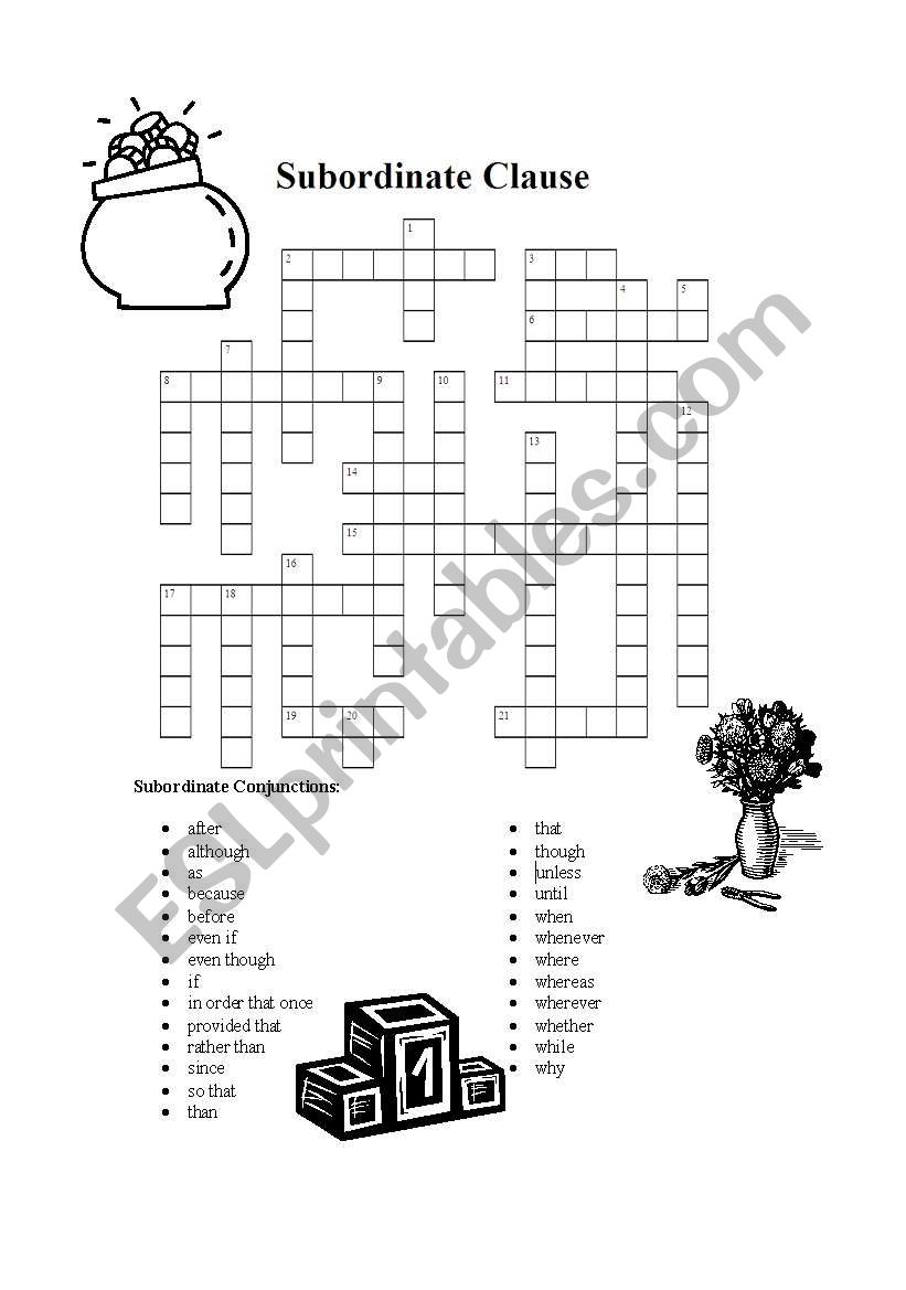 Subordinate Conjunctions worksheet