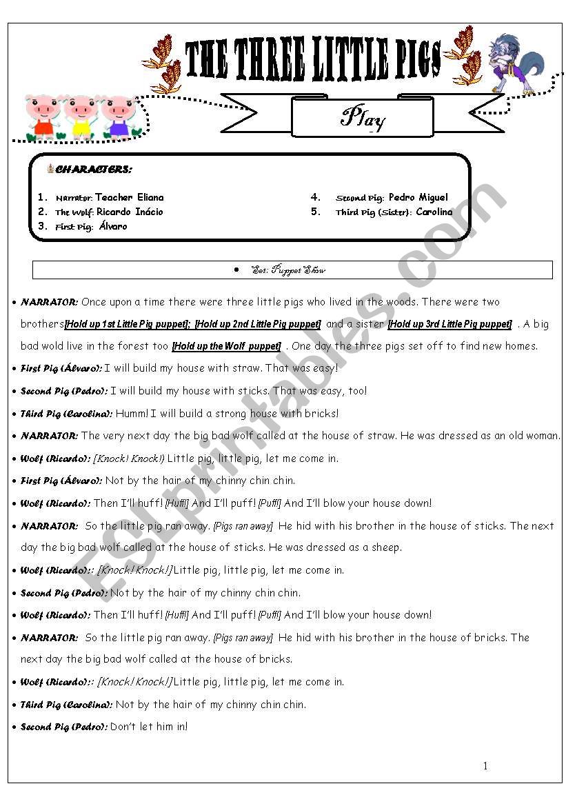 THE THREE LITTLE PIGS - PLAY worksheet